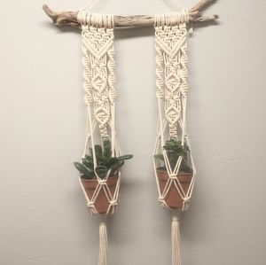 macrame plant hanger, double plant holder, wall decor